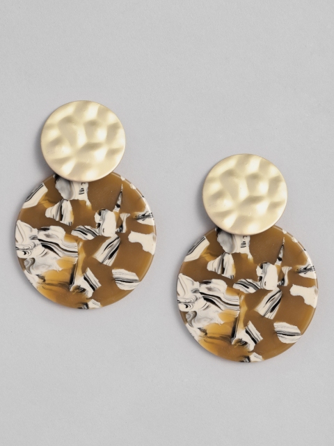 

DressBerry Gold-Toned & Beige Circular Drop Earrings