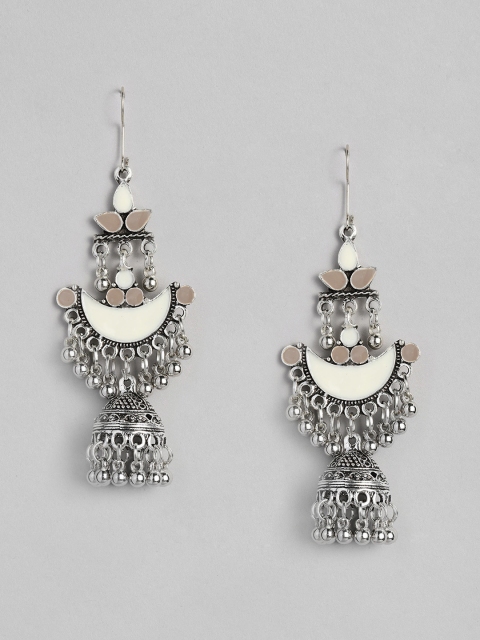 

Anouk Silver-Toned Crescent Shaped Oxidized Jhumkas