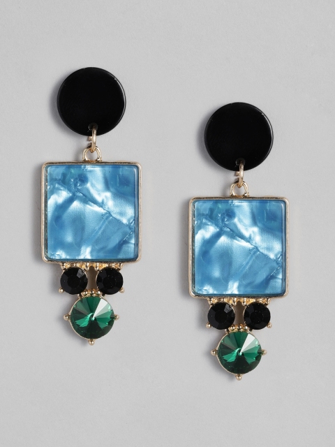 

DressBerry Black & Gold-Toned Geometric Drop Earrings