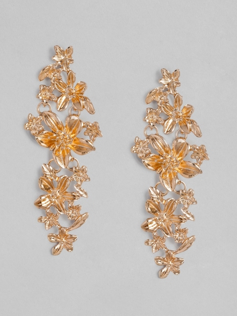 

DressBerry Gold-Toned Floral Drop Earrings
