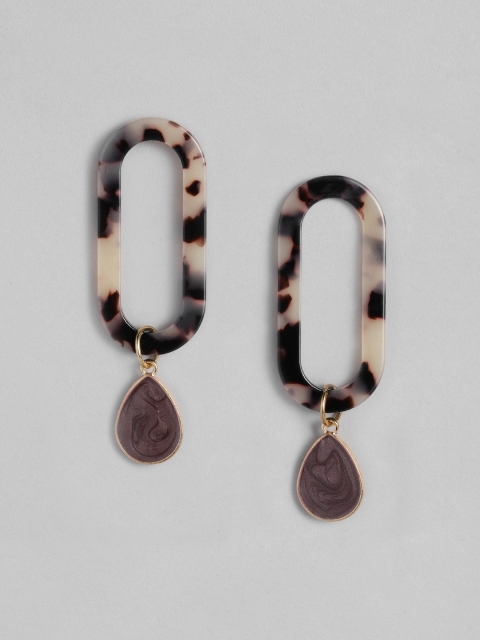 

DressBerry Beige & Brown Geometric Drop Earrings