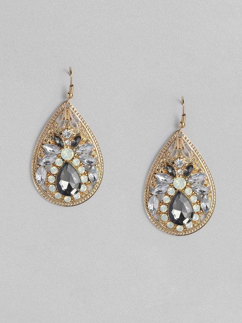 

DressBerry Blue & Gold-Toned Teardrop Shaped Drop Earrings