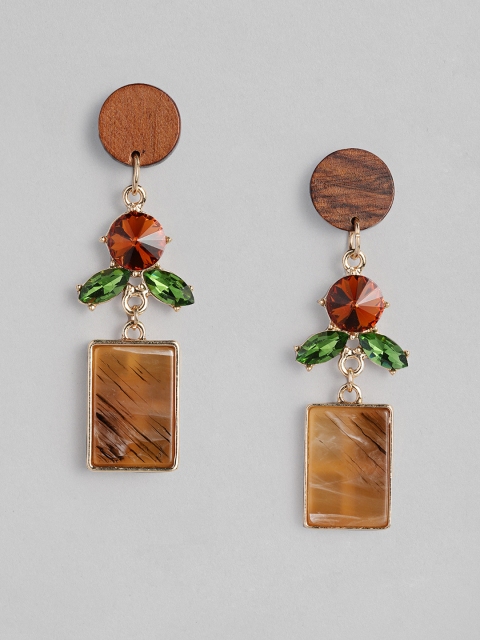 

DressBerry Multicoloured Gold-Plated Geometric Drop Earrings, Multi