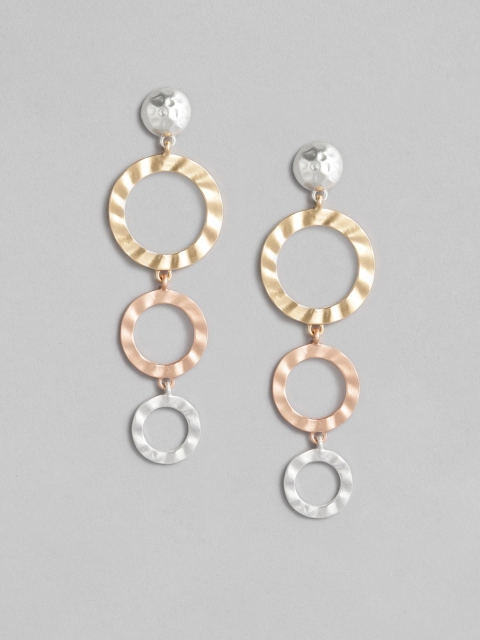 

DressBerry Gold-Toned & Bronze-Toned Circular Drop Earrings