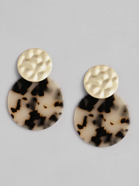 

DressBerry Beige & Gold-Toned Geometric Oversize Studs