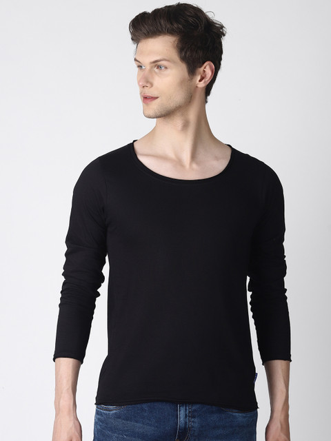 

Blue Saint Men Black Solid Round Neck T-shirt