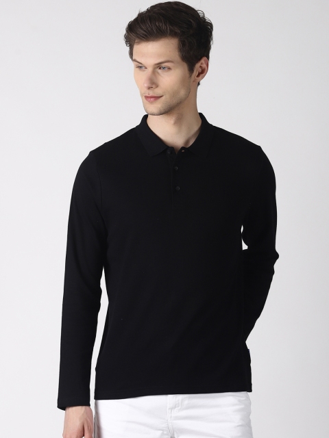 

Blue Saint Men Black Solid Polo Collar T-shirt