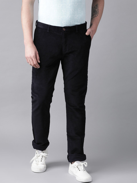

Blackberrys Men Black Corduroy Regular Fit Solid Trousers