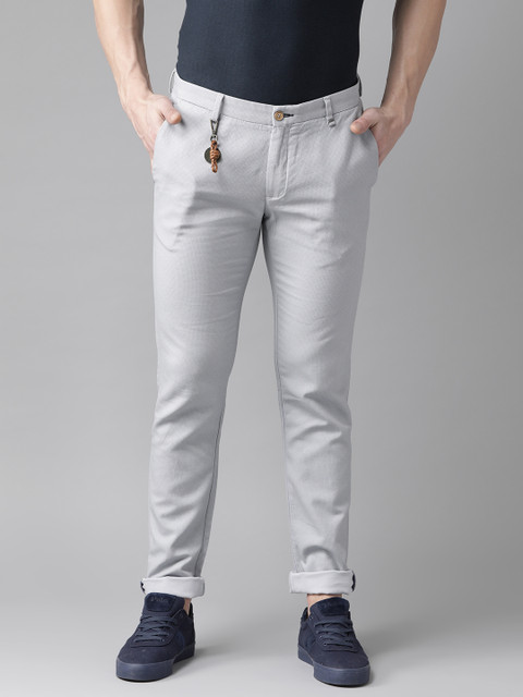 

Blackberrys Men Grey Sharp Slim Fit Printed Regular Trousers