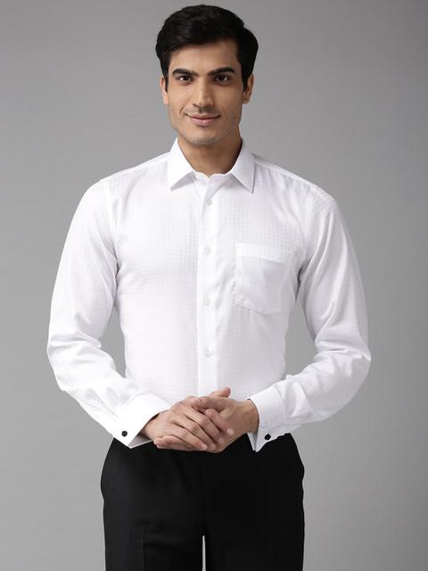 

Blackberrys Men White Slim Fit Self Design Formal Shirt