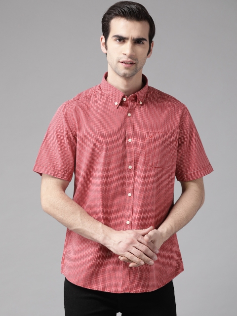 

Blackberrys Men Red & White Slim Fit Self-Design Casual Shirt