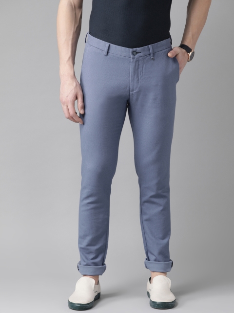 

Blackberrys Men Blue Sharp Slim Fit Printed Regular Trousers