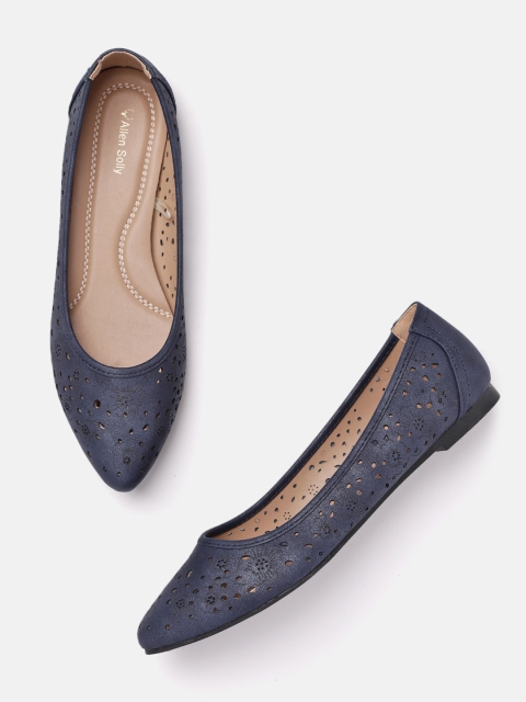 

Allen Solly Women Navy Blue Textured & Laser Cut Ballerinas