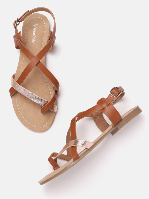 Women Brown & Rose Gold-Toned One Toe Flats