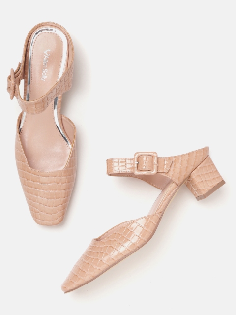 

Allen Solly Women Peach-Coloured Croc Textured Pumps