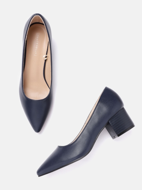 

Allen Solly Navy Blue Solid Block Pumps