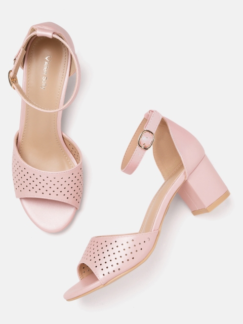 Women Pink Laser Cut Heels
