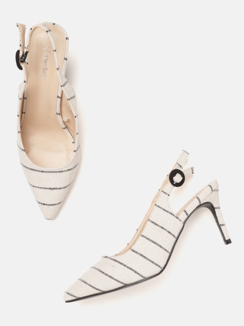 

Allen Solly Women Off-White & Black Striped Pumps