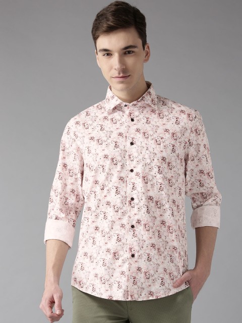 

Blackberrys Men White & Peach-Coloured Smart Fit Printed Casual Shirt