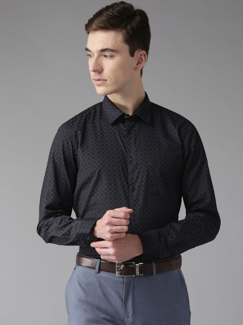 

Blackberrys Men Black & Charcoal Grey Slim Fit Printed Formal Shirt