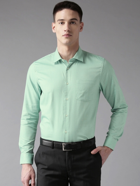

Blackberrys Men Green Smart Fit Self Design Formal Shirt