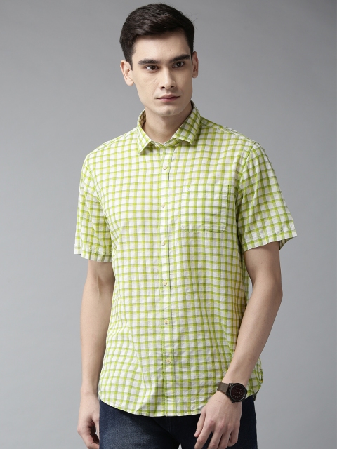 

Blackberrys Men Green & White Slim Fit Checked Casual Shirt