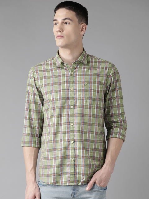 

Blackberrys Men Green & Orange Slim Fit Checked Casual Shirt