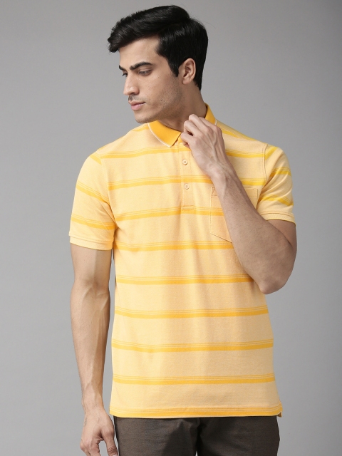 

Blackberrys Men Yellow Striped Polo Collar T-shirt
