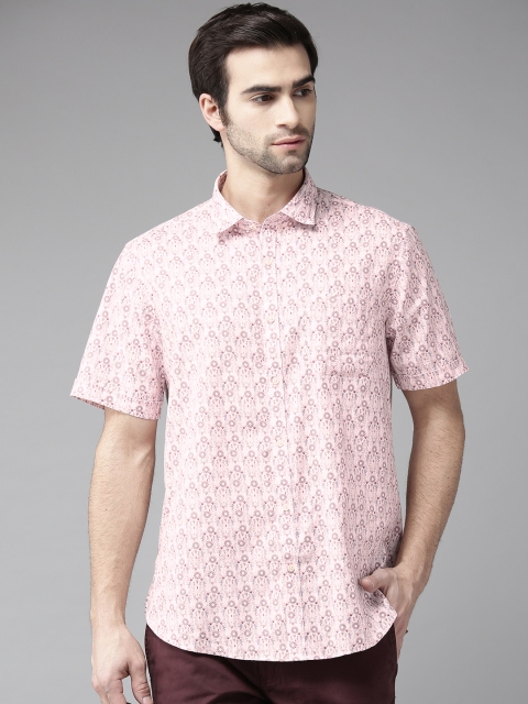 

Blackberrys Men Pink & Maroon Slim Fit Printed Casual Shirt