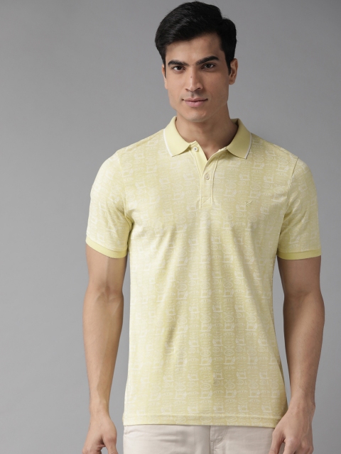 

Blackberrys Men Yellow & Off-White Printed Polo Collar T-shirt