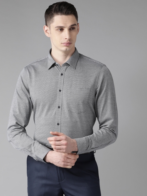 

Blackberrys Men Charcoal Grey Slim Fit Self Design Formal Shirt