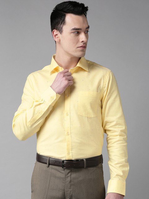 

Blackberrys Men Yellow Slim Fit Self Design Semi-Formal Shirt