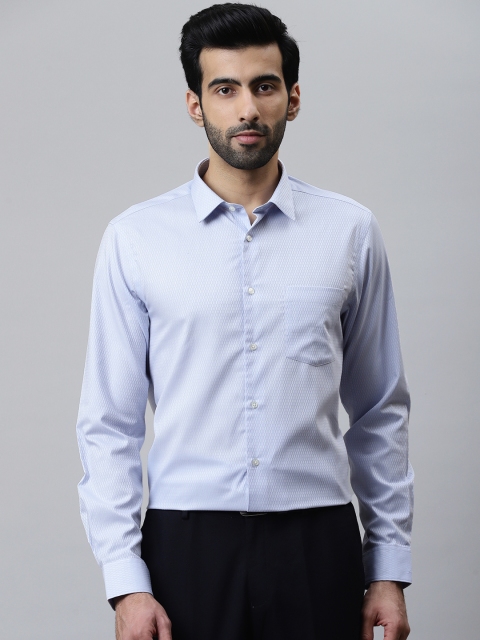 

Blackberrys Men Blue & White Wrinkle Free Smart Fit Self-Design Formal Shirt