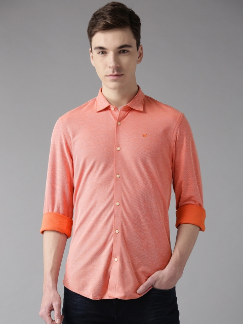 

Blackberrys Men Orange Trim Fit Self Design Casual Shirt