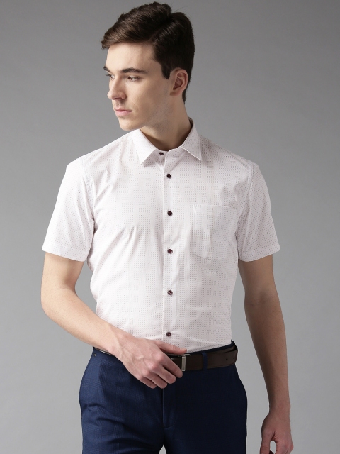 

Blackberrys Men White & Pink Slim Fit Printed Formal Shirt