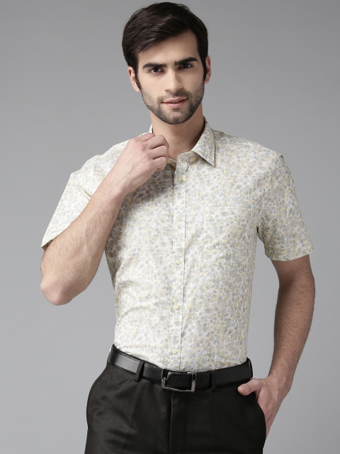 

Blackberrys Men Yellow & Green Slim Fit Printed Formal Shirt