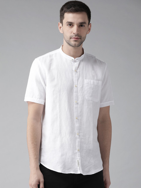

Blackberrys Men White Slim Fit Solid Casual Shirt