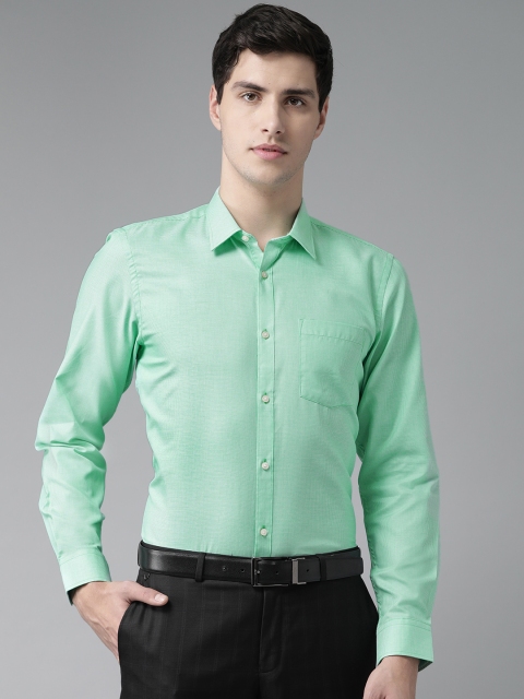 

Blackberrys Men Green Giza Cotton Slim Fit Checked Formal Shirt