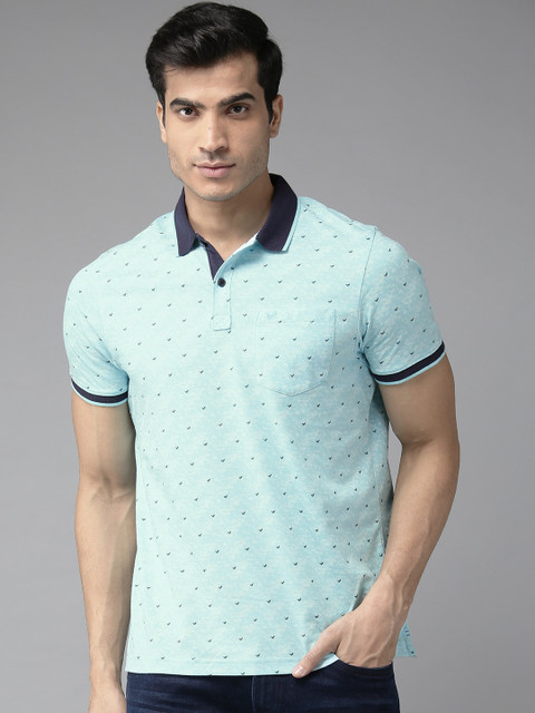

Blackberrys Men Blue & Black Printed Polo Collar T-shirt