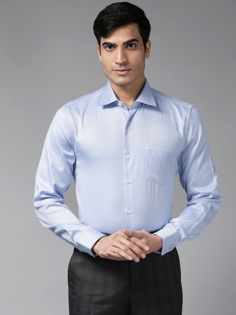 

Blackberrys Men Blue Smart Regular Fit Self Design Formal Shirt
