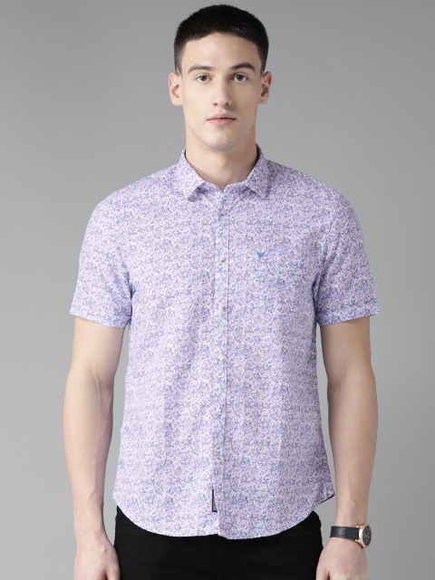 

Blackberrys Men White & Purple Slim Fit Printed Casual Shirt