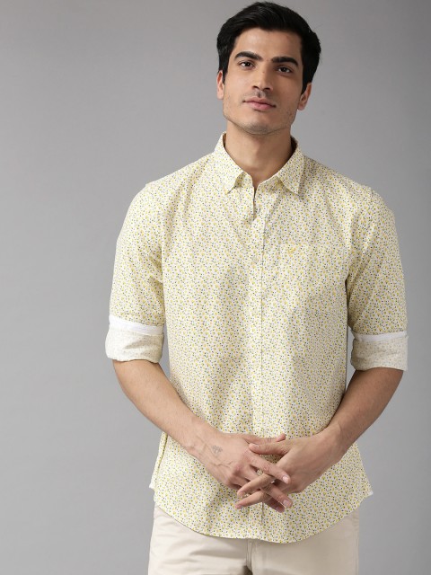 

Blackberrys Men White & Yellow Slim Fit Printed Casual Shirt