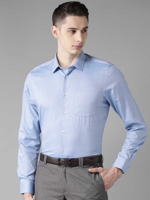 

Blackberrys Men Blue Smart Regular Fit Self Design Wrinkle Free Formal Shirt