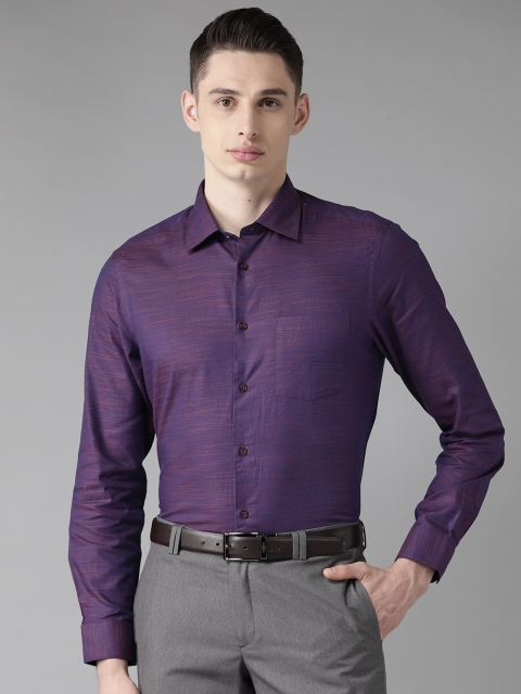 

Blackberrys Men Purple Slim Fit Giza Cotton Self Design Smart Casual Shirt