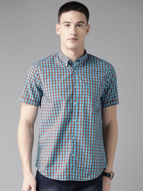 

Blackberrys Men Blue & Red Slim Fit Checked Casual Shirt