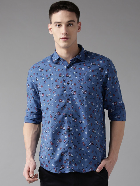 

Blackberrys Men Blue & Off White Smart Fit Printed Casual Shirt