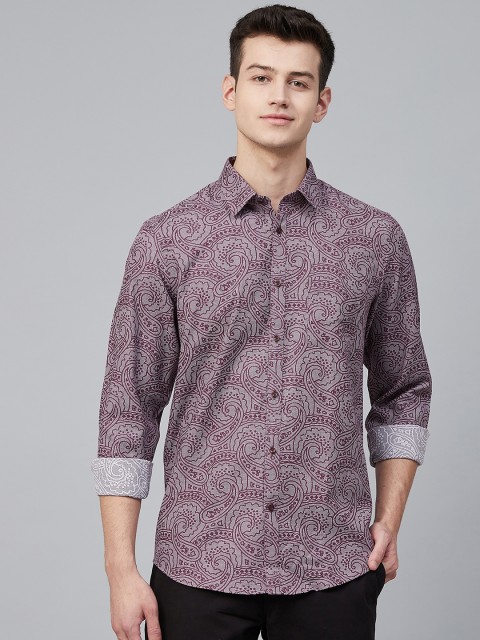 

Blackberrys Men Burgundy Slim Fit Ethnic Printed Casual Shirt