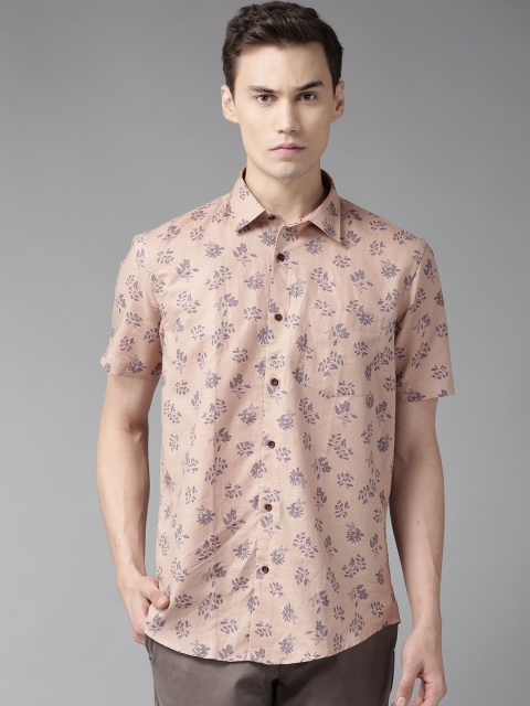 

Blackberrys Men Beige & Purple Slim Fit Printed Casual Shirt