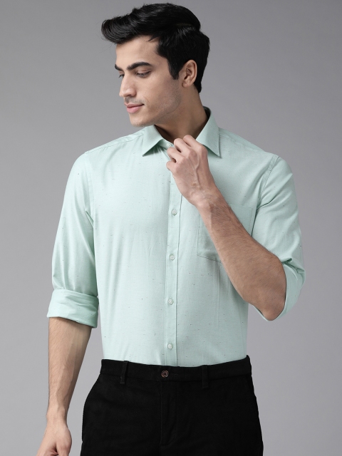 

Blackberrys Men Sea Green Slim Fit Speckled Smart Casual Shirt