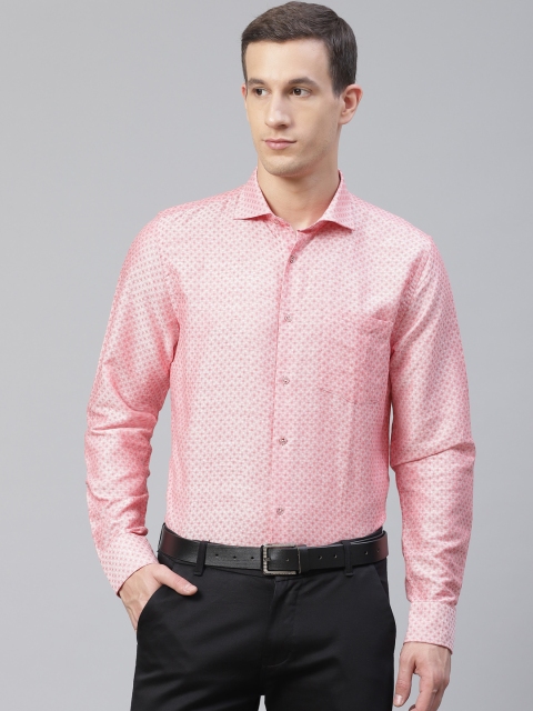 

Blackberrys Men Red & White Slim Fit Micro Ditsy Self Design Formal Shirt